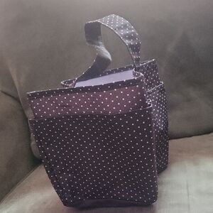 Thirty-One Black and White Polka Dot Tote